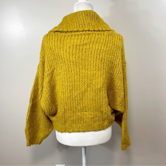 Pilcro ANTHRO Mustard Cowl Neck Long Sleeve Alpaca Wool Blend Yarn Sweater SMALL - Picture 8 of 10